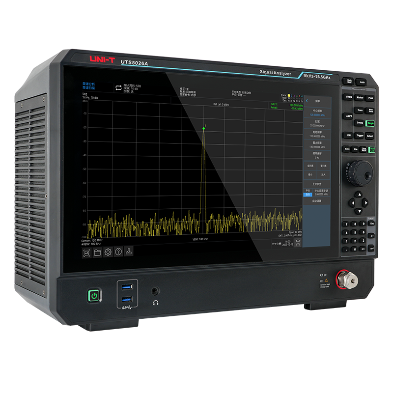 UTS5000A系列信号分析仪测量频率范围为9kHz~26.5GHz/13.6GHz；
